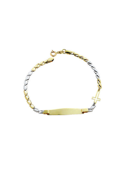 Kids Gold ID Bracelet 14K with Cross for Girl