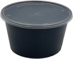 Ecocraft Recipient de plastic de unică folosință PP cu Capac Detașabil și Capacitate 475ml Negru 50buc