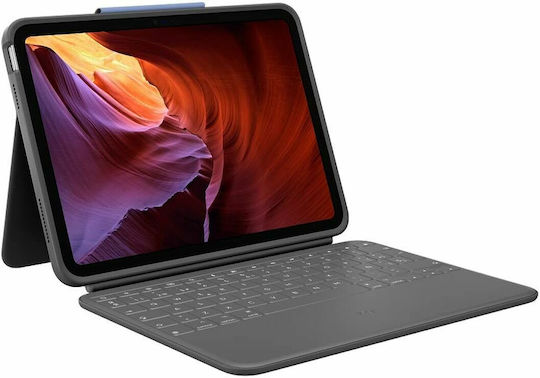 Logitech Rugged Folio Flip Cover with Keyboard in English US Gray for iPad