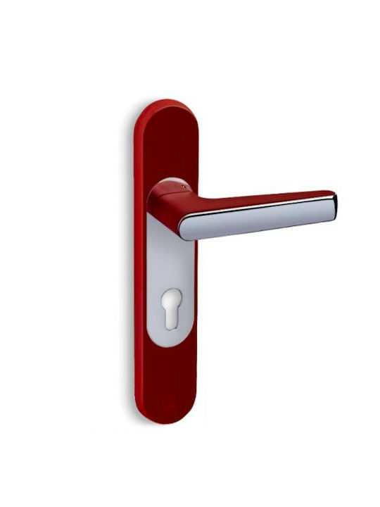 Convex Lever Middle Door with Plate 2015 Pair Red-Chrome