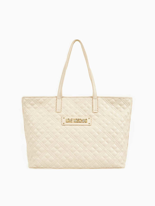 Moschino Damen Tasche Shopper Schulter Beige