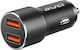 Awei Car Charger 36W 5A Fast Charging with Ports: 2xUSB Black Color
