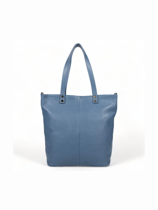 Passaggio Leather Leather Women's Bag Shopper Shoulder Blue