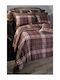 Down Town Home S-837 Cotton Satin Duvet Cover Set 240x250cm King Size with 2 Pillowcases Gold Carreaux