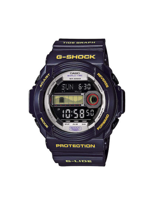 Casio G-lide Watch Battery with Blue Rubber Strap