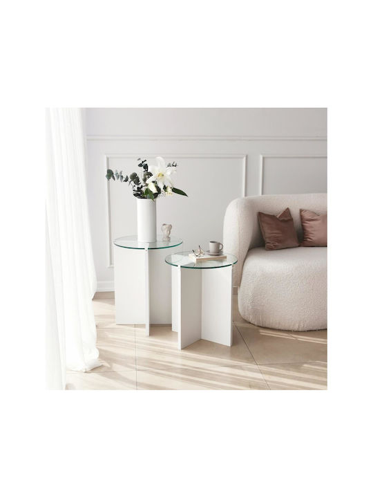 Lily Round Glass Side Table White L40xW40xH60cm