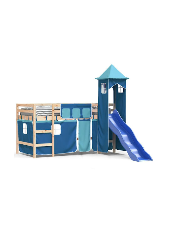 Kids Bed Loft Bed Single Blue for Mattress 80x200cm