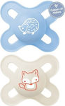 Mam Orthodontic Pacifiers Silicone Hedgehog - Fox Blue-Beige for 0-2 months 2pcs