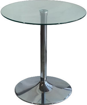 Bitt Outdoor Dinner Free Standing Table with Glass Surface and Metal Frame Chromium 70x70x75cm
