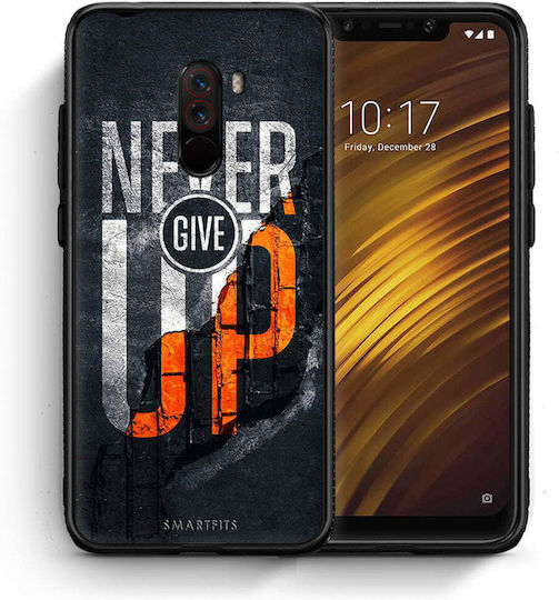 Smartfits Never Give Up Umschlag Rückseite Schwarz (Pocophone F1) 7633376051355_43308608225435