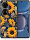 Smartfits Autumn Sunflowers Umschlag Rückseite Blau (Huawei P50) A00_SM1-HU-P50PR_AUTUMNSUNFLOWER