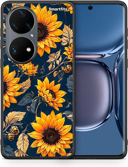 Smartfits Autumn Sunflowers Umschlag Rückseite Blau (Huawei P50) A00_SM1-HU-P50PR_AUTUMNSUNFLOWER