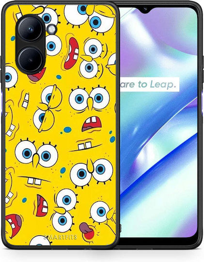 Smartfits Popart Sponge Umschlag Rückseite Gelb (Realme C33)