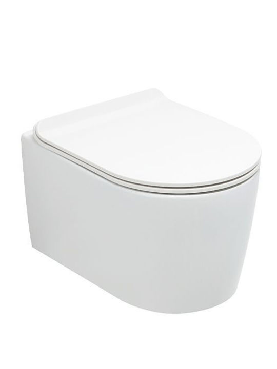 Orabella Rimless Wall-Mounted Toilet and Flush that Includes Slim Soft Close Cover Gold