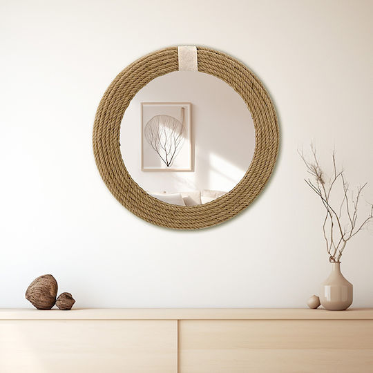 Pakketo Rope Καθρέπτης Τοίχου με Μπεζ Πλαστικό Πλαίσιο 60x60cm