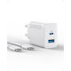 Anker Ladegerät mit USB-A Anschluss und USB-C Anschluss und Kabel USB-C - USB-C 20W Weißs (B2348321)