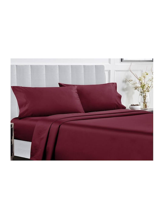 MayHome Bettbezug-Set Baumwollsatin Einzelbett mit Kissenbezug 160x240 Burgundisch
