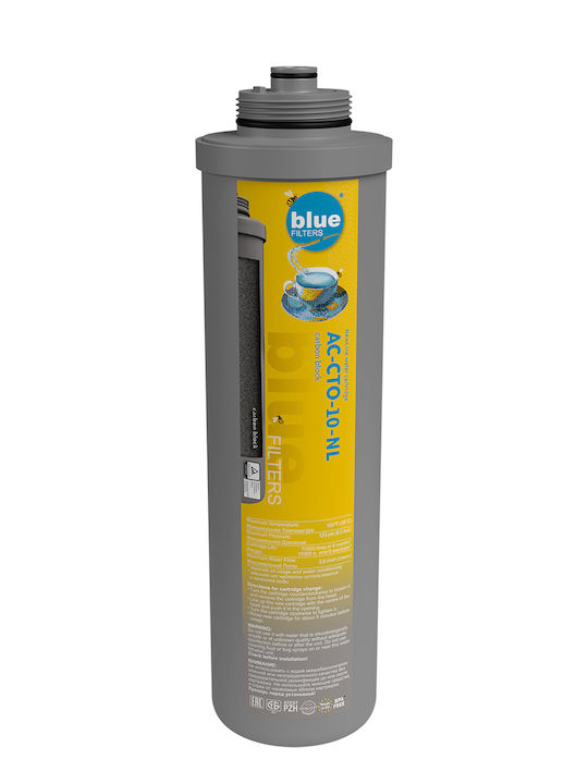 Blue Filters Резервен филтър за вода за плот и под плот от активен въглен 10" 5 микрон
