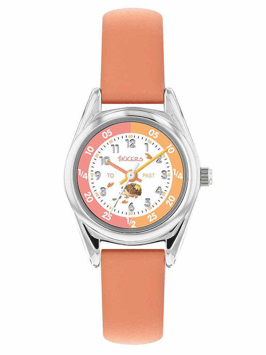 Tikkers Kinder-Analoguhr Hedgehog mit Lederarmband Orange