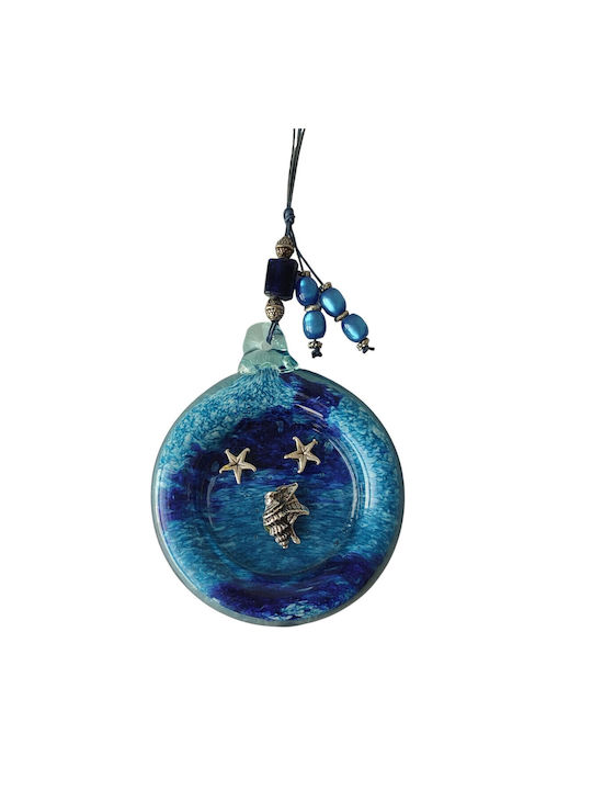 Στούντιο Τέχνης Αθάνατος Handmade Hanging Lucky Charm Blue made of Glass 11x23cm 1pcs