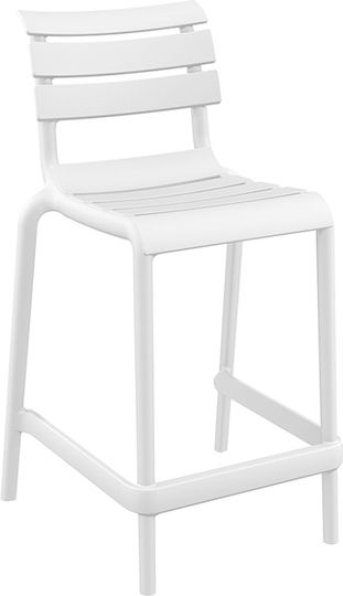 Bar Stool for Outdoor Space made of Polypropylene Helen White 55x52x95cm