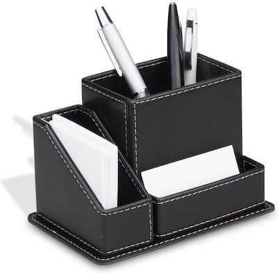 Leather Desk Organizer Κωδ St-d-3116 in Black Color 11x16x5cm.