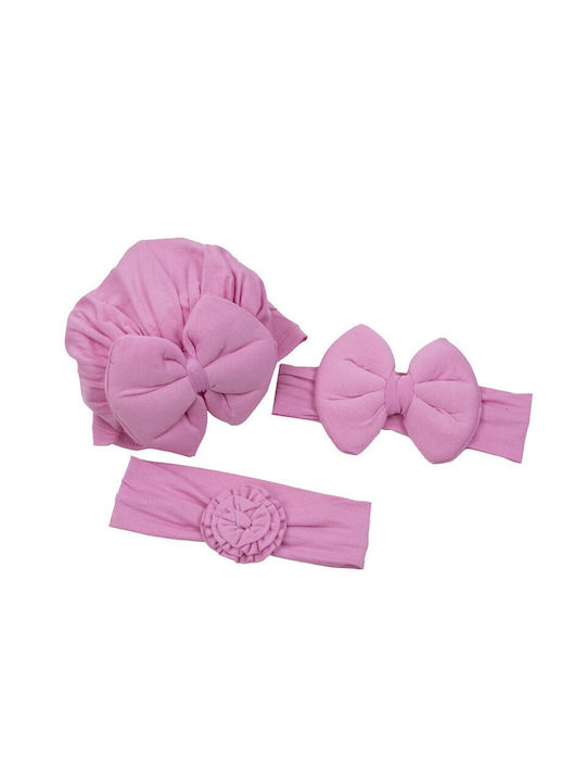 Kamtex Baby Kids Turban Set with Hair Band Pink 2pcs