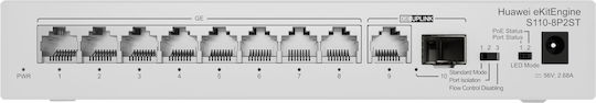 Huawei eKitEngine S110-8P2ST Неуправляем L2 PoE+ Switch с 8 Портове Ethernet и 1 SFP Порт