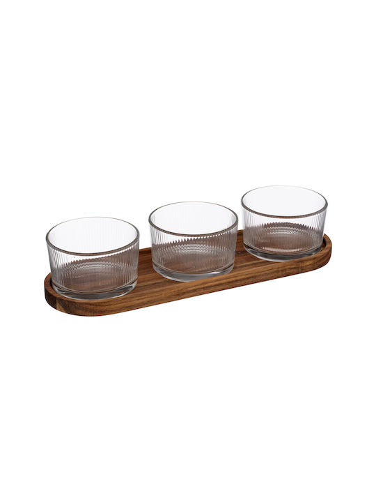 Glass Dessert Divided Serving Plate Brown 4pcs