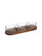 Glass Dessert Tower Stand 3 Slots Brown Ø31xH6cm W31xL10xH6cm 4 Pieces