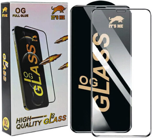Og Adeziv complet Full Face Tempered Glass Negru (iPhone 13 mini)