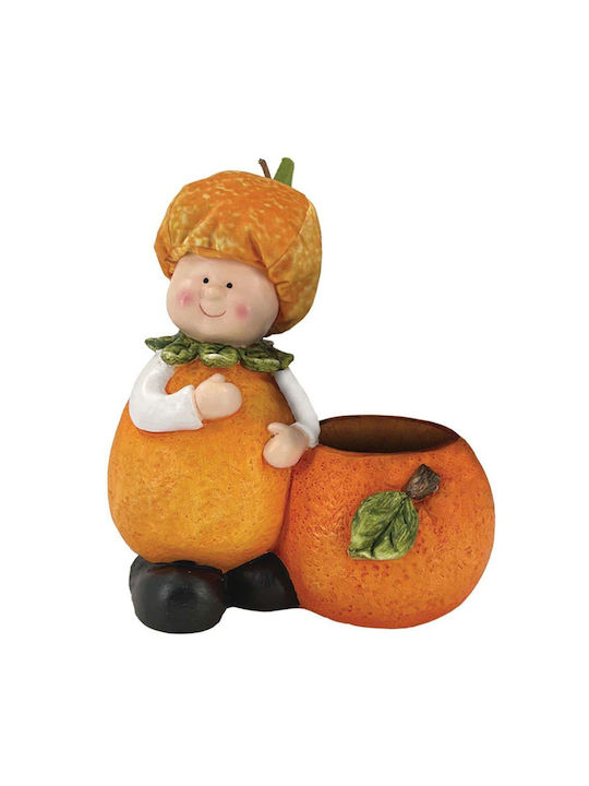 Marhome Planter Polyresin Orange 20x20x23.5cm.
