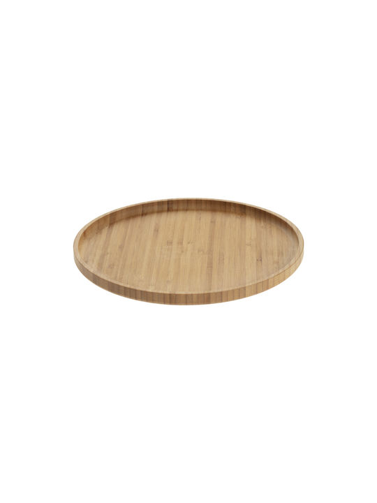 Round Wooden Decorative Platter Brown