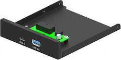 Gembird panou lateral Panou PC frontal de 3,5'', port USB 3.1 Type-A + Type-C, negru FDI3-U3C-01