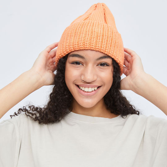 Beanie Unisex Beanie Knitted in Orange color