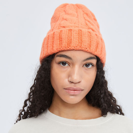Beanie Unisex Beanie Knitted in Orange color