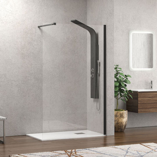 Karag Walkin 1 Shower Screen for Shower 50x200cm Clear Glass Nero