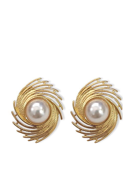 Kloxx Earrings made of Steel Gold Plated with Pearls