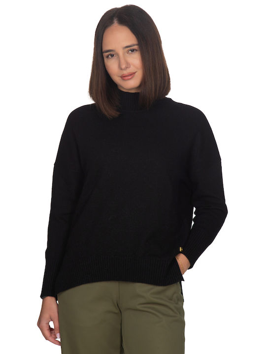 Vera Damen Langarm Pullover Wolle Schwarz