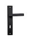 Import Hellas Lever Middle Door with Plate Pair (Center Distance 75mm) Matte Black