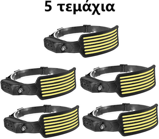 Ideahellas Επαναφορτιζόμενος Φακός Κεφαλής LED IPX4 με Μέγιστη Φωτεινότητα 6000lm 5τμχ