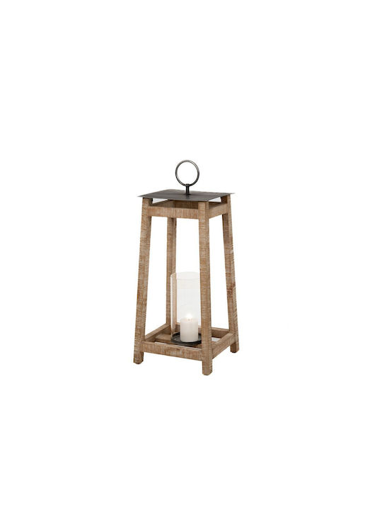 Iliadis Floortop Wooden Lantern Brown 36x36x89cm