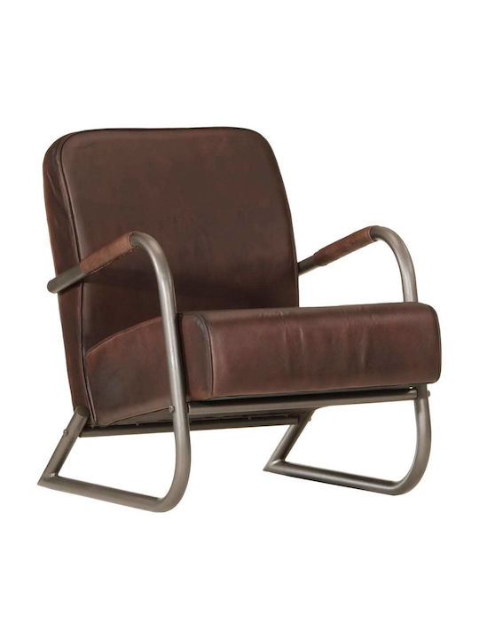 Armchair from Genuine Leather Coffee 60x70x79cm