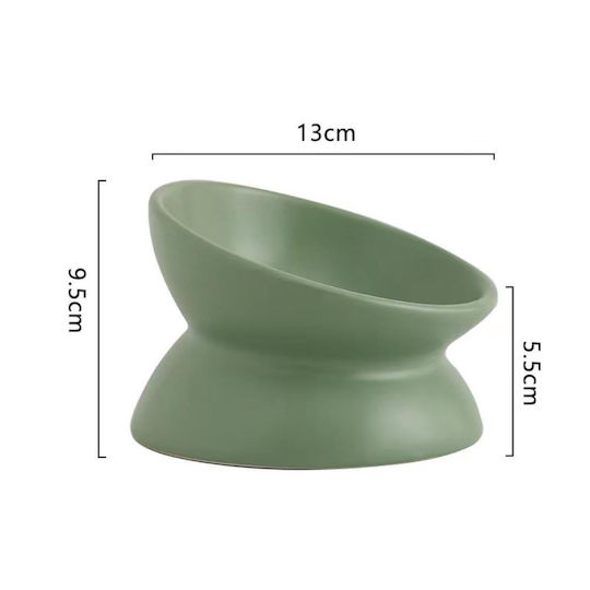 Ceramică Bol Mâncare & Apă pentru Pisică 200ml în Culoare Verde