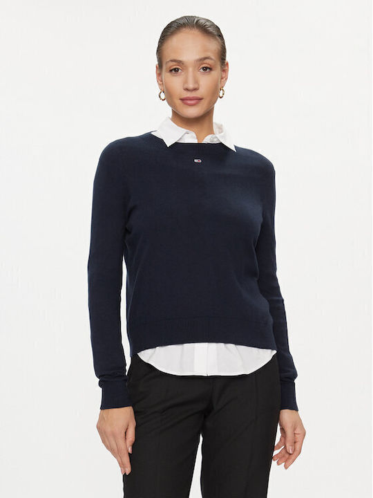 Tommy Hilfiger Damen Langarm Pullover Baumwolle Dark Blue