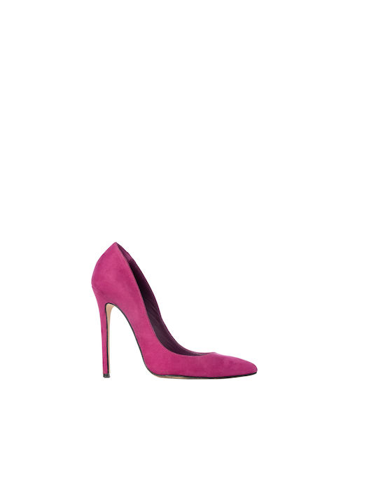 Synthetic Leather Pointed Toe Stiletto Magenta High Heels