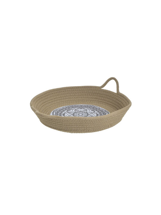 Inart Decorative Basket Fabric with Handles Bro...
