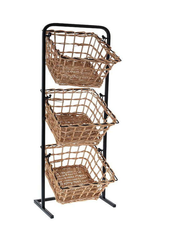 Set of Decorative Baskets Metal with Handles Black 3pcs Iliadis