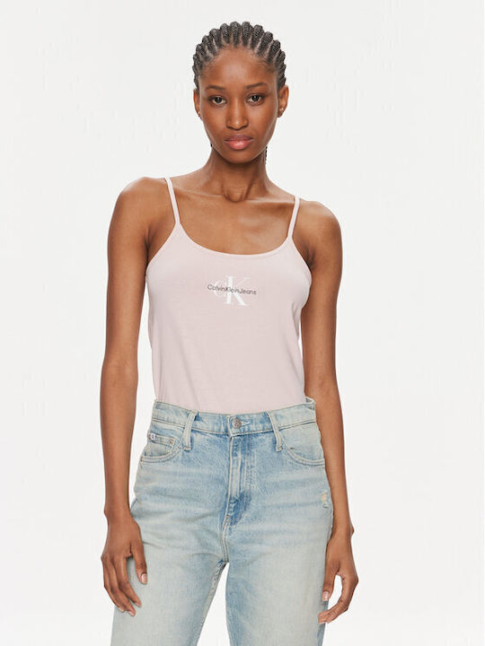Calvin Klein Monologo Women's Summer Blouse Cotton with Straps Pink