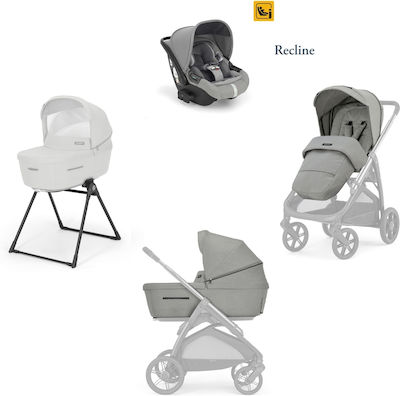 Inglesina Aptica Quattro Darwin Infant Recline Reglabil 3 în 1 Cărucior pentru copii Potrivit pentru Nou-născut Gri satinat 12.7kg